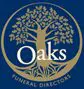 A gold and blue logo for oaks funeral directors